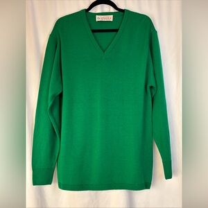 Vintage Castle Of  Ireland Mens M Sweater Green Pure New Wool Lambswool 90’s